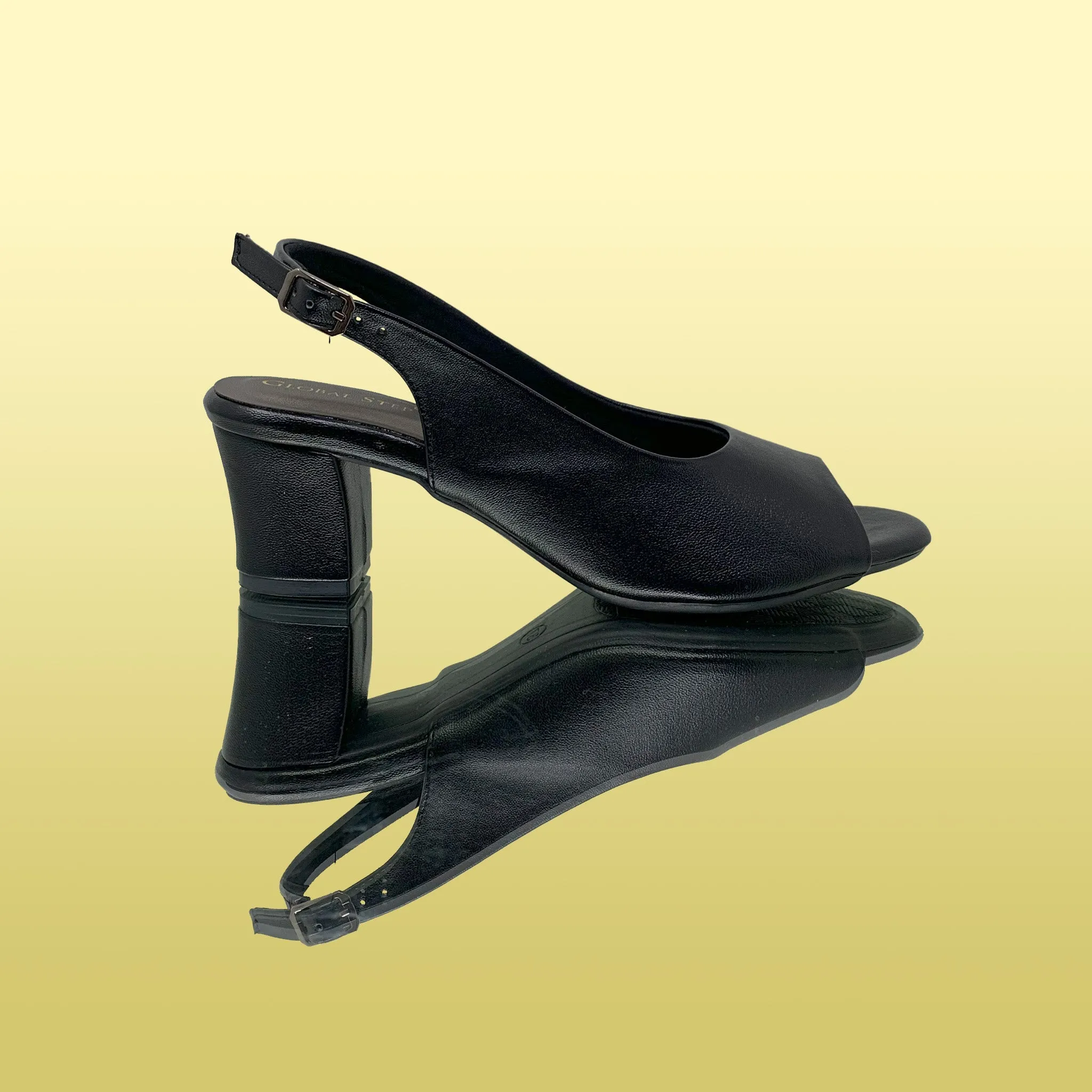 Classic Black Peep-Toe Slingback Heels