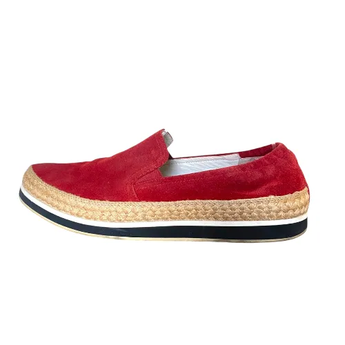 PRADA Sport Red Suede Espadrille Slip On Sneakers, Size 41
