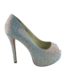Tyra Jewel Encrusted Peep Toe Platforms